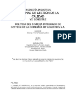 Politica Del Sistema Integrado de Gestion de La Compañía Jit Logistics S.A