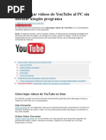 Cómo Bajar Vídeos de YouTube Al PC Sin Instalar Ningún Programa