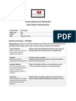 Teacher Candidate Lesson Planning Sheet Urban Institute of Teacher Education