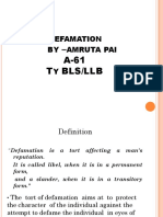 D - A-61 T BLS/LLB: Efamation BY Amruta Pai Y