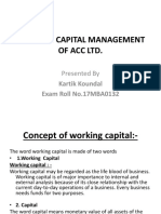 Working Capital Management of Acc LTD of Kartik