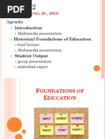 Agenda:: Historical Foundations of Education