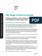 Key Stage 2 Science Sample: Sample Questions, Mark Schemes and Commentary For 2016 Assessments