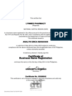 Certificate of Business Name Registration: Lynmed Pharmacy