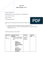 Lesson Plan English Language - Form 1