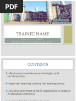 Trainee Name: Trainee Engineer Mechanical Maintenance Dept