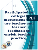 Participated in Collegial Discussions That Use Teacher and Learner Feedback To Enrich Teaching Practice