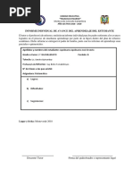 Informe Individual de Avance Del Aprendizaje Del Estudiante