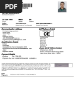 20 Jun 1997 Male SC: Communication Address GATE Exam Details