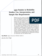 The Kappa Statistic in Reliability Studies - Use, Interpretation, and Sample Size Requirements - Sim & Wright (2005) PDF