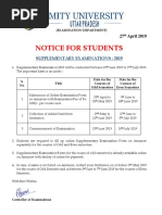 Notice For Students: Supplementary Examinations: 2019