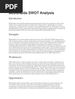 McDonalds SWOT Analysis