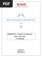 Why Dollar Is Important: SUBMITTED TO: Professor: Dr. Mala Sane Batch: 2018-2020 2 Semester