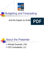 Budgeting and Forecasting: and The Impact On Profitability