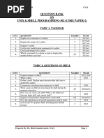 Question Bank ON Unix & Shell Programming-502 (Core Paper-2)