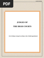 Judges of The High Courts: (List of Judges Arranged According To Date of Initial Appointment)