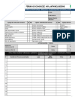 Permiso de Ingreso A Planta Molibdeno