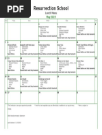 May 2019 Cafeteria Menu