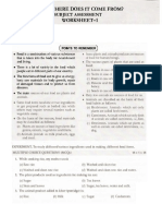 Food: Where Does It Come From? Worksheet-1: Subject Assessment