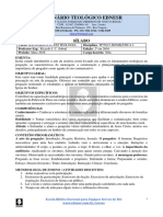 Sílabo TE803 Eclesiologia Orientação Ministerial.