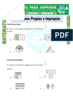 Ficha Fracciones Propias e Impropias para Tercero de Primaria