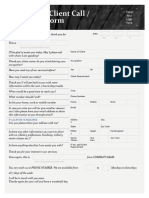 Sample Client Call / Intake Form: MM DD YY