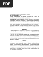 Contestacion de Demanda Juicio Ordinario de Paternidad y Filiación