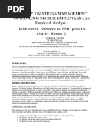 A Study On Stress Management of Banking Sector Employees With Special Reference To PNB Palakkad District Kerala C 1185