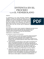 La Sentencia en El Proceso Civil Venezolano