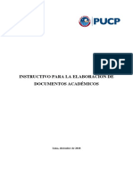 Instructivo para La Elaboración de Documentos Académicos: Ciencias E Ingeniería