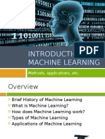 Introduction To Machine Learning: Methods, Applications, Etc