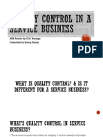 Quality Control in A Service Business