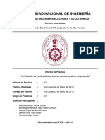 VERIFICACIÓN DEL AISLAMIENTO A (2xun y 2xfn) Y PARÁMETROS DE TRANSFORMADORES DE MT