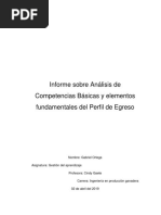 Informe Sobre Análisis de Competencias Básicas y Elementos Fundamentales Del Perfil de Egreso