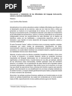 Intervención y Tratamiento de Las Dificultades Del Lenguaje Lecto-Escrito, Calculo y Nociones Matemáticas. (Relatoria)