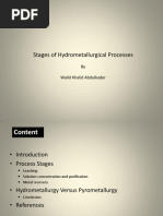 Stages of Hydrometallurgical Processes