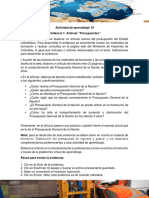 Actividad de Aprendizaje 10 - Evidencia 1 - Artículo - Presupuestos