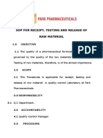 Receipt and Testing of Raw Material