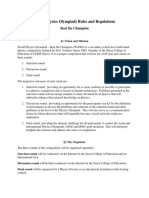 World Physics Olympiads Rules and Regulations: Beat The Champion