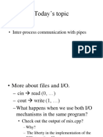 Today's Topic: - Inter-Process Communication With Pipes