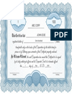 Stock Certificate Template