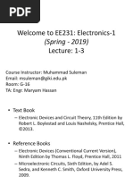 Welcome To EE231: Electronics-1 Lecture: 1-3: (Spring - 2019)