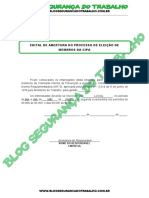 Modelo - Edital de Abertura Do Processo de Eleição de Membros Da CIPA - Blog Segurança Do Trabalho PDF