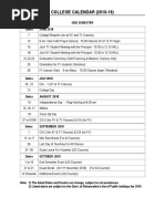 COLLEGE CALENDAR (2018-19) : Odd Semester Dates JUNE 2018