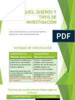 Enfoques, Diseños y Tipos de Investigación