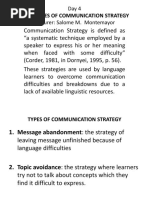 Day 4 - Types of Communicative Strategy