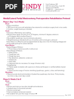 Medial/Lateral Partial Meniscectomy Post-Operative Rehabilitation Protocol