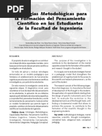 Estrategias Metodológicas para La Formación Del Pensamiento Científico en Los Estudiantes de La Facultad de Ingeniería