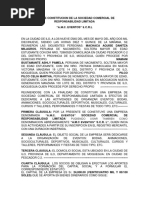 Acta de Constitucion de La Sociedad Comercial de Responsabilidad Limitada