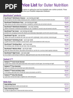 Customer Price List - Outer Nutrition